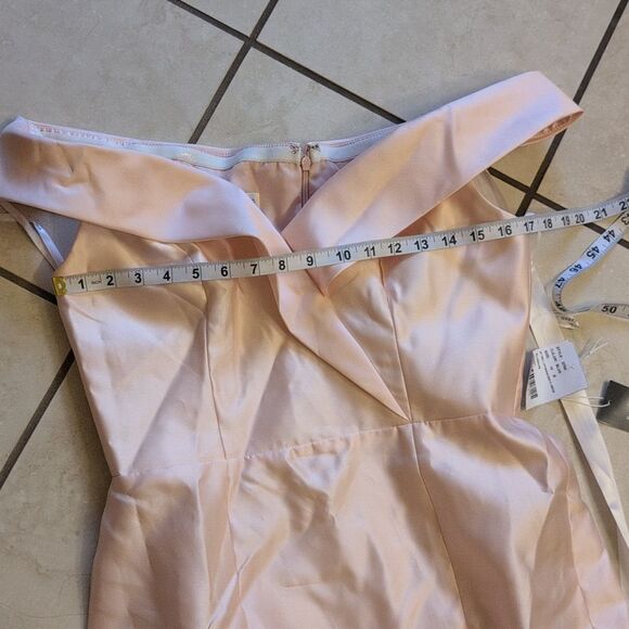 NWT Alfred Sung Off-Shoulder Blush Pink Dress Satin Twill Size 10 - Picture 7 of 14